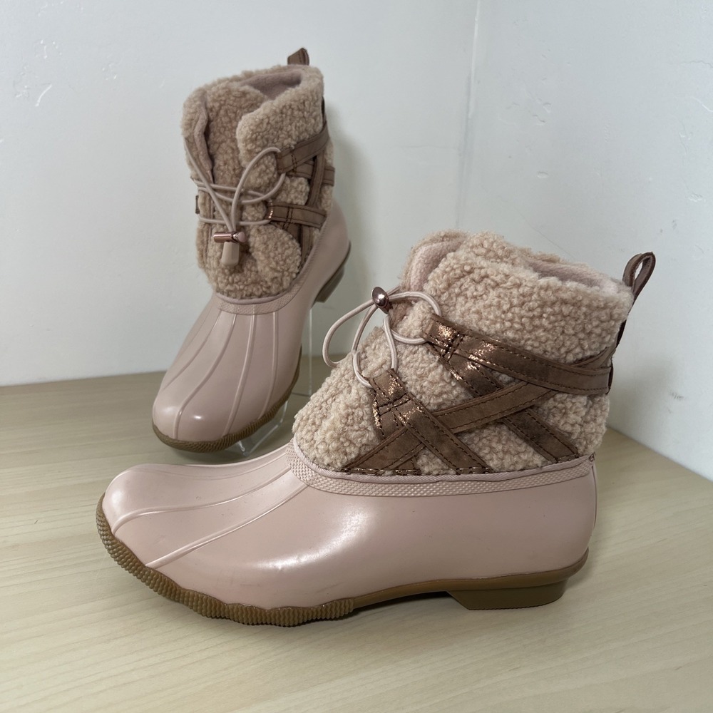 Sperry Medium Blush Pink Women's Saltwater Duck Booties, US 8.5